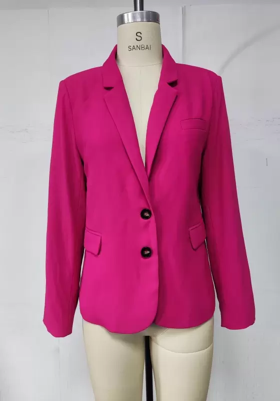Fuchsia Single-Breasted Women's Blazer