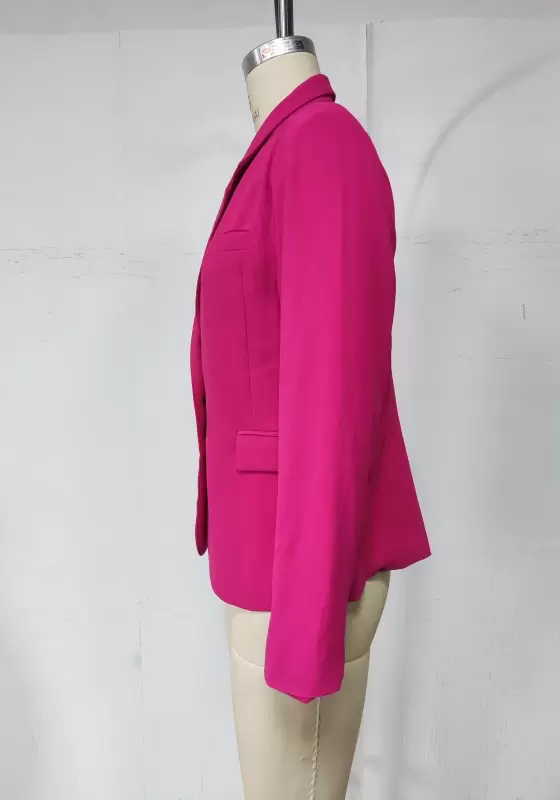 Fuchsia Single-Breasted Women's Blazer