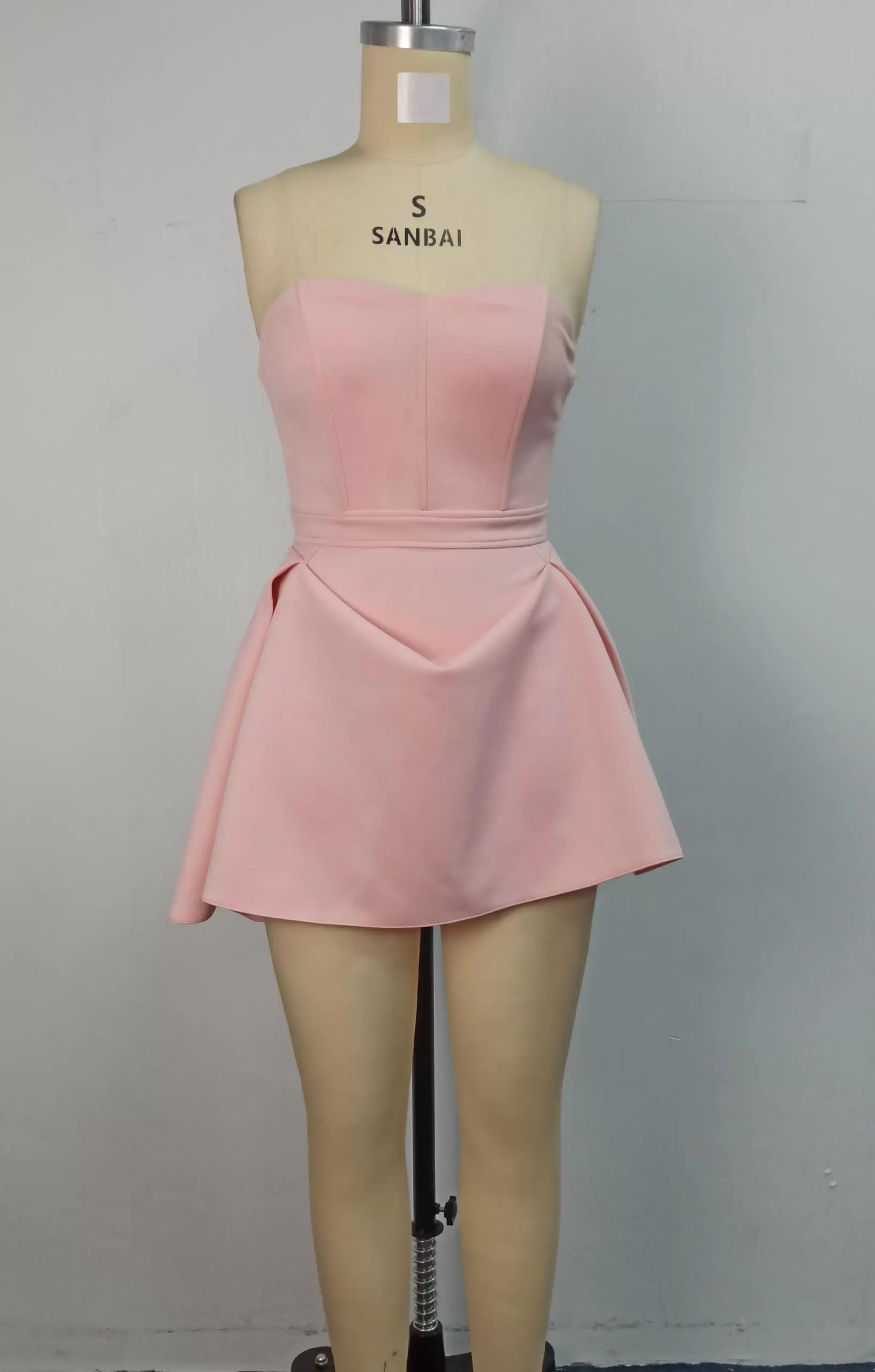 Pleated Strapless A-Line Dress