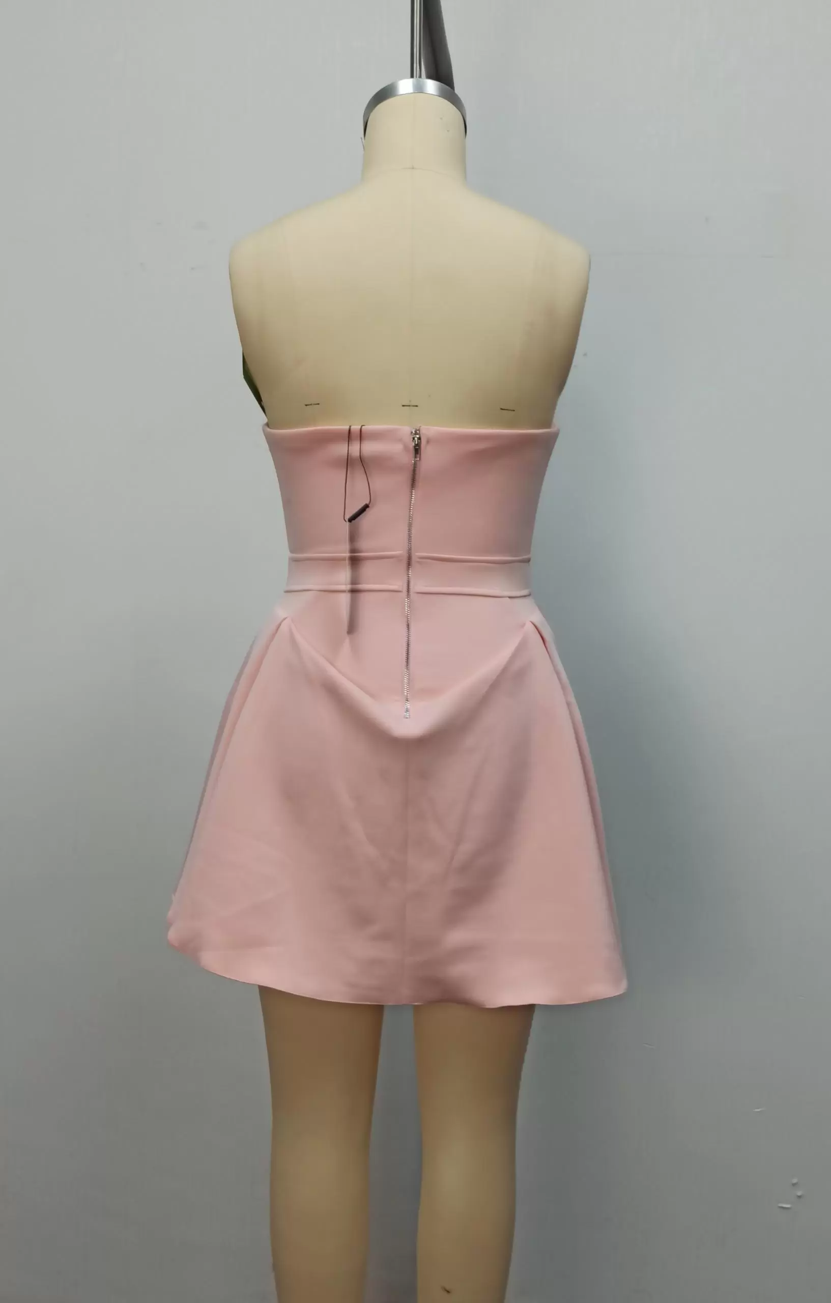Pleated Strapless A-Line Dress