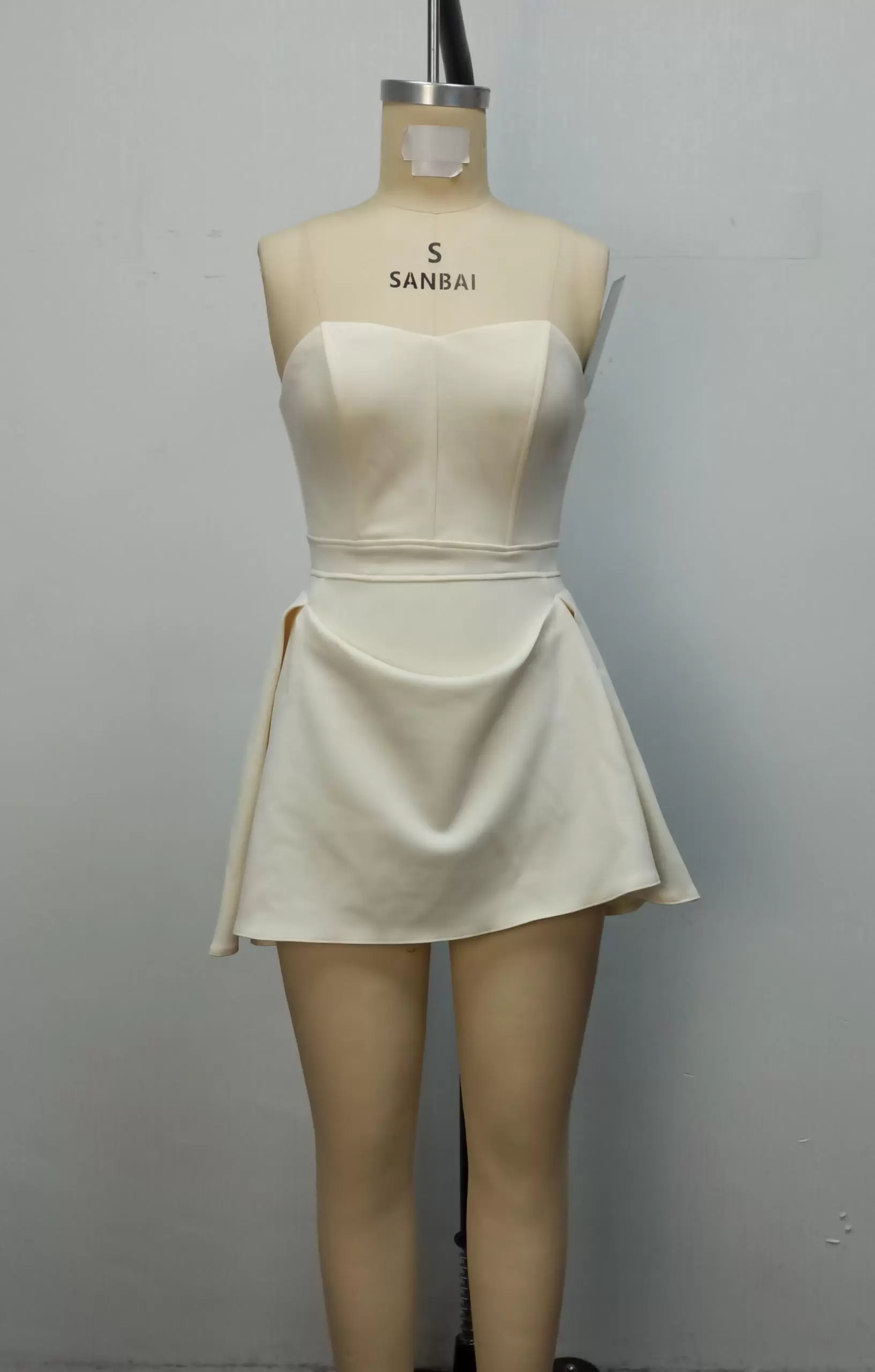 Pleated Strapless A-Line Dress