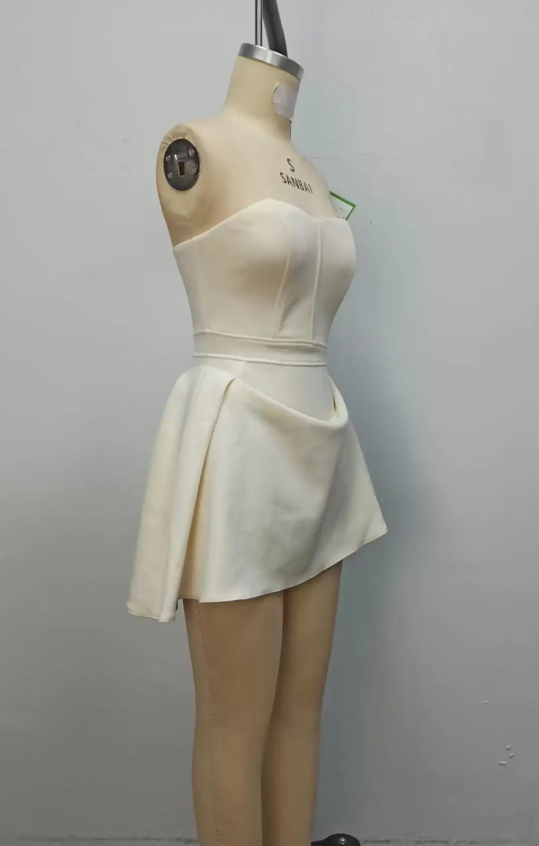 Pleated Strapless A-Line Dress