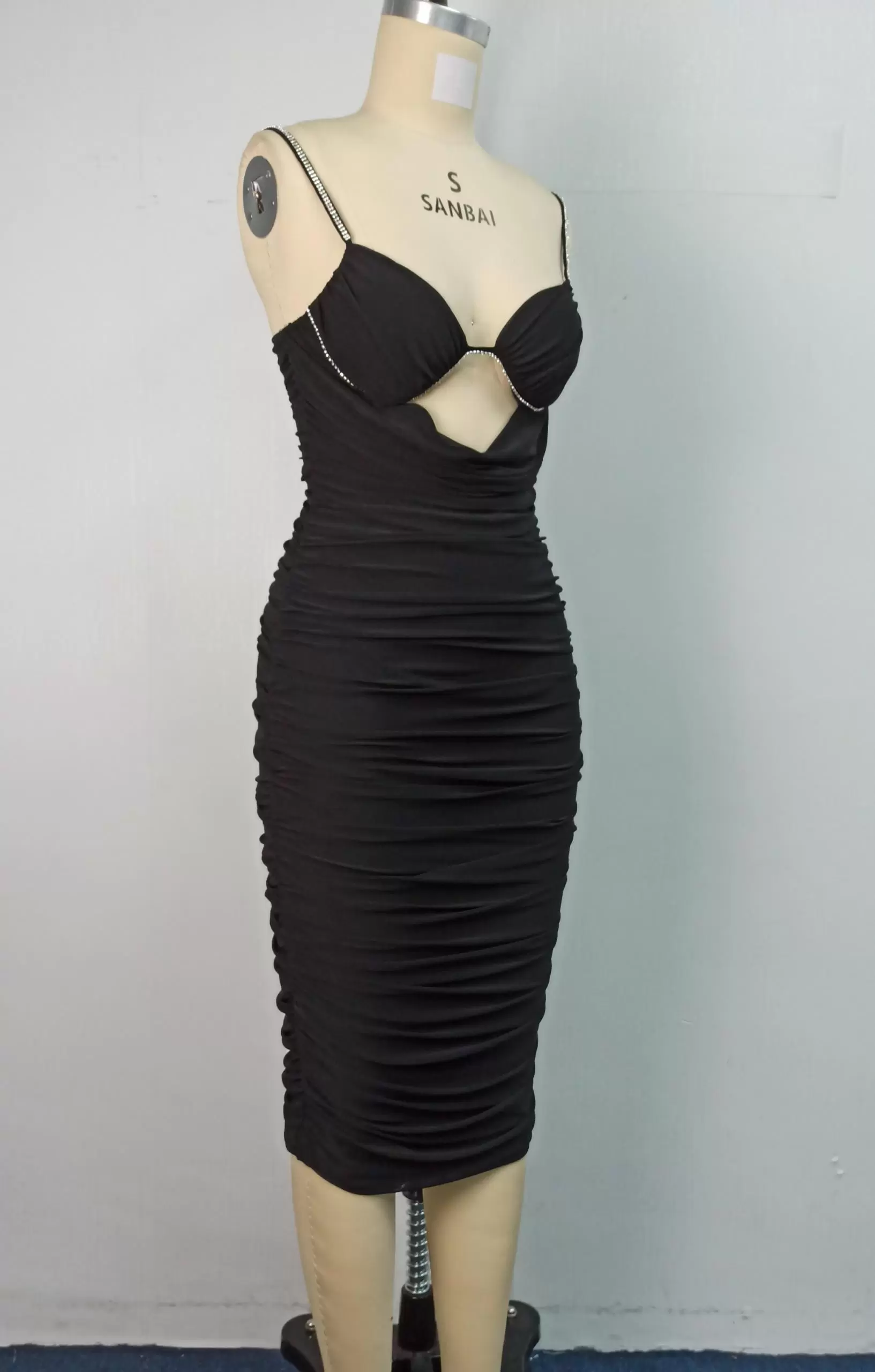 Midnight Shimmer Cutout Ruched Dress