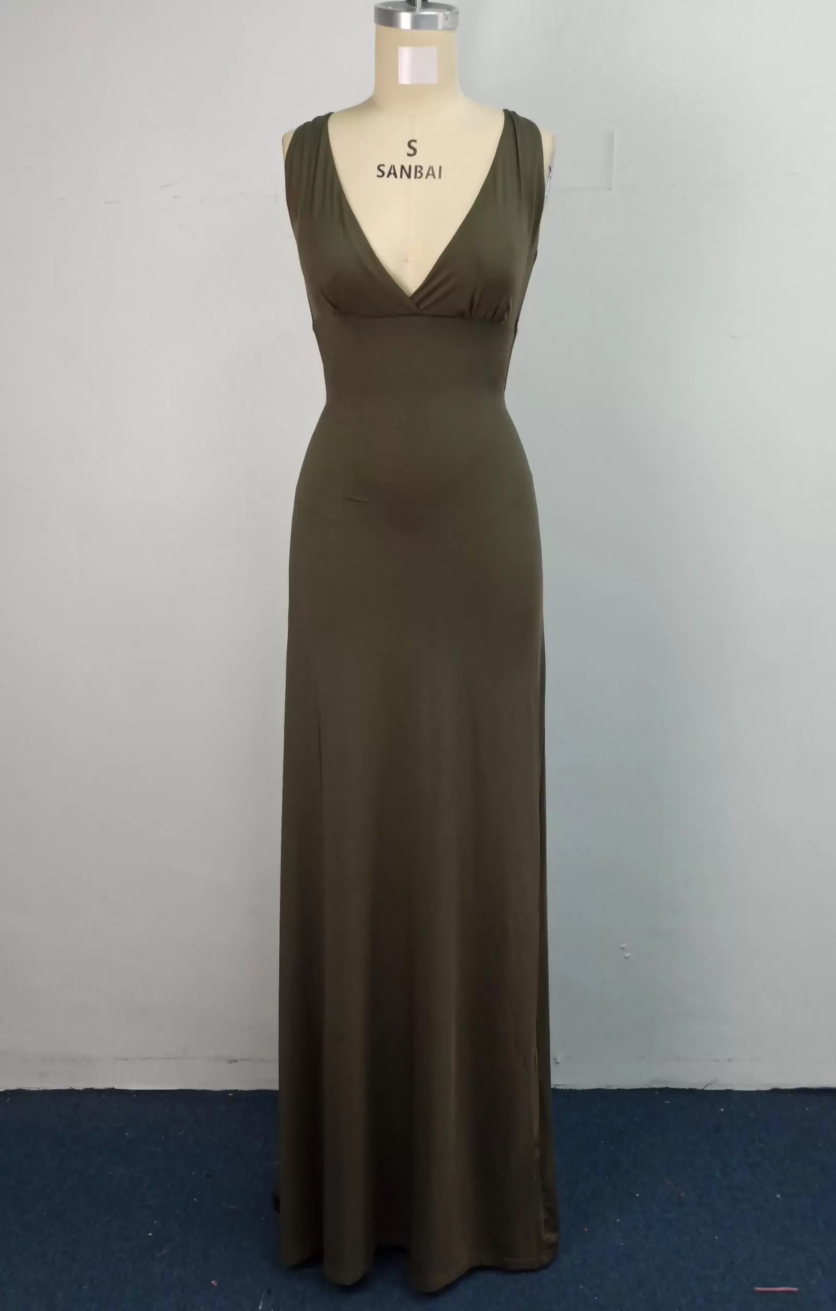 Deep V Neck Sleeveless Maxi Dress