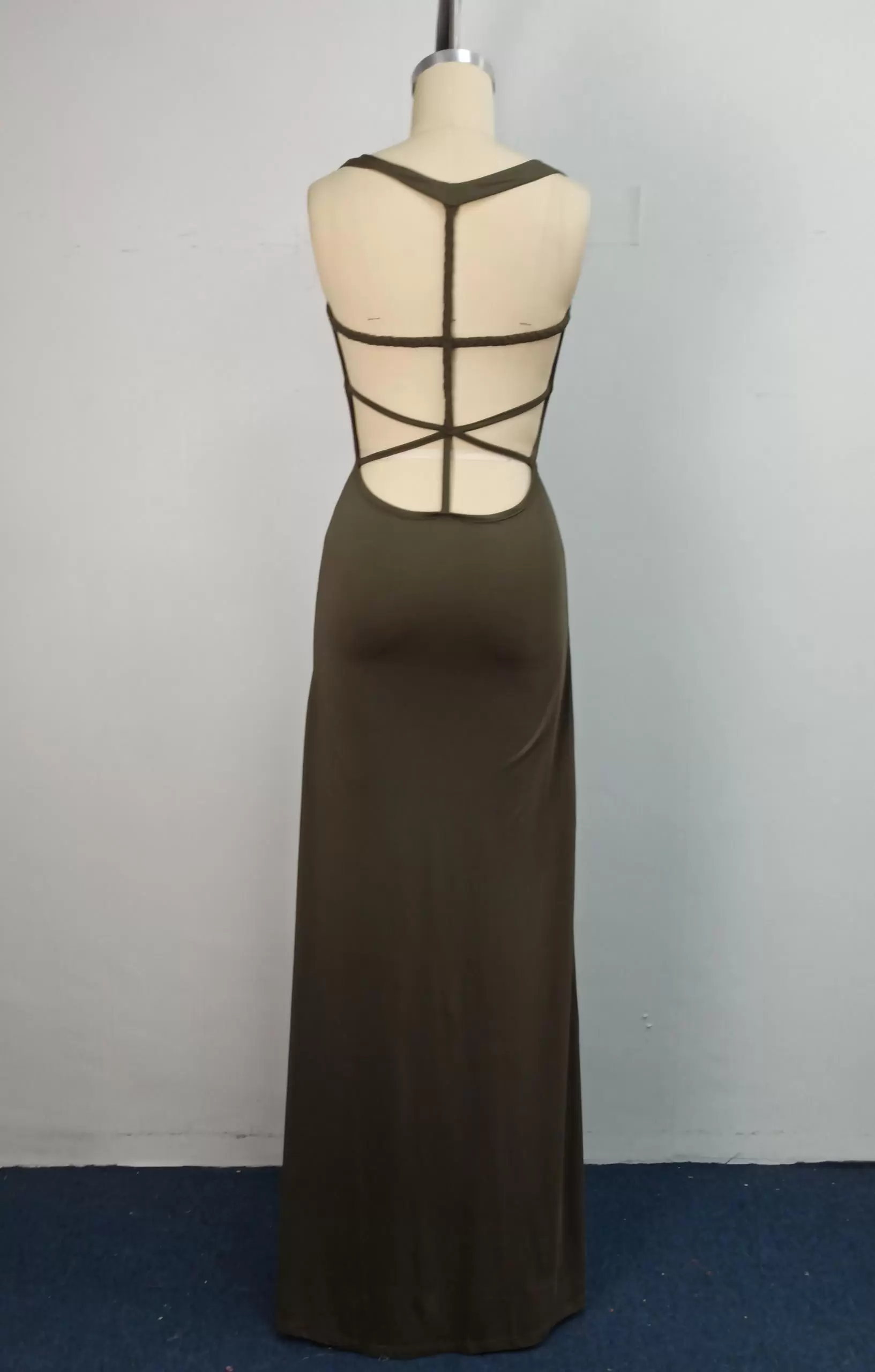 Deep V Neck Sleeveless Maxi Dress