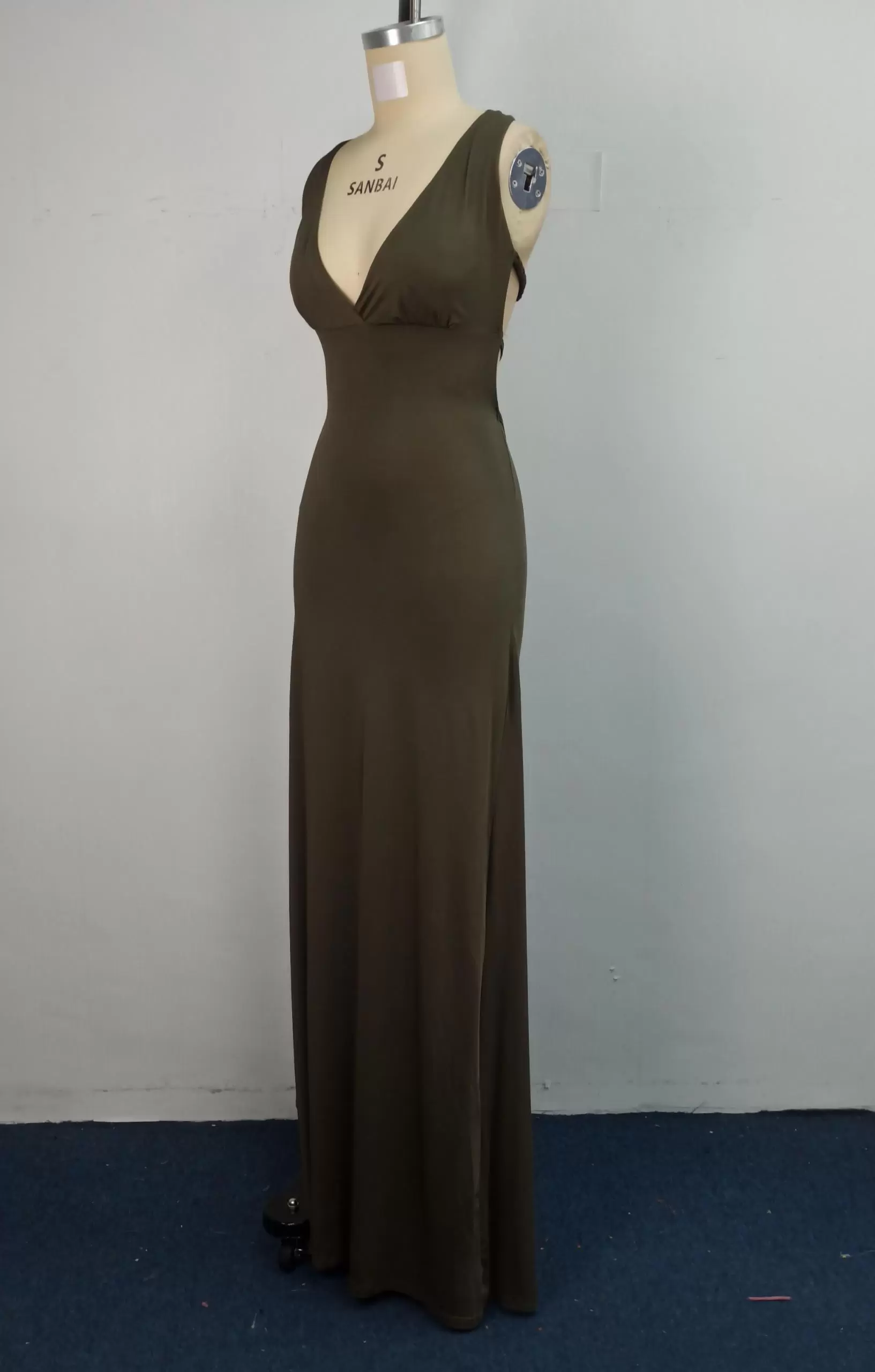 Deep V Neck Sleeveless Maxi Dress