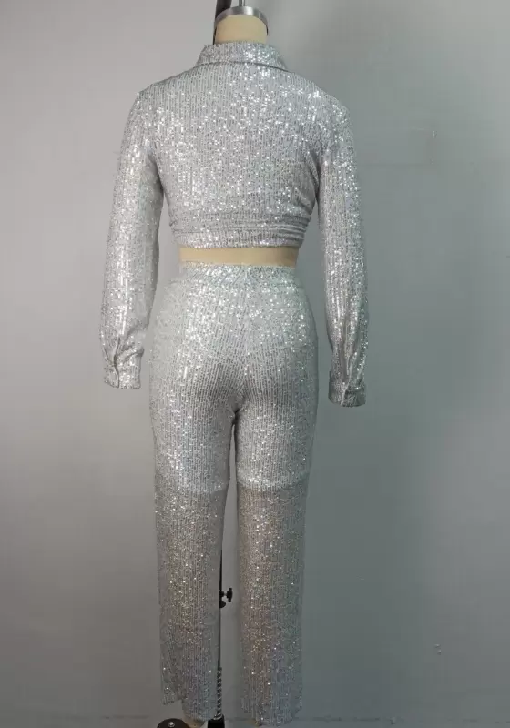 Sequin Knot Top & Pants Sets