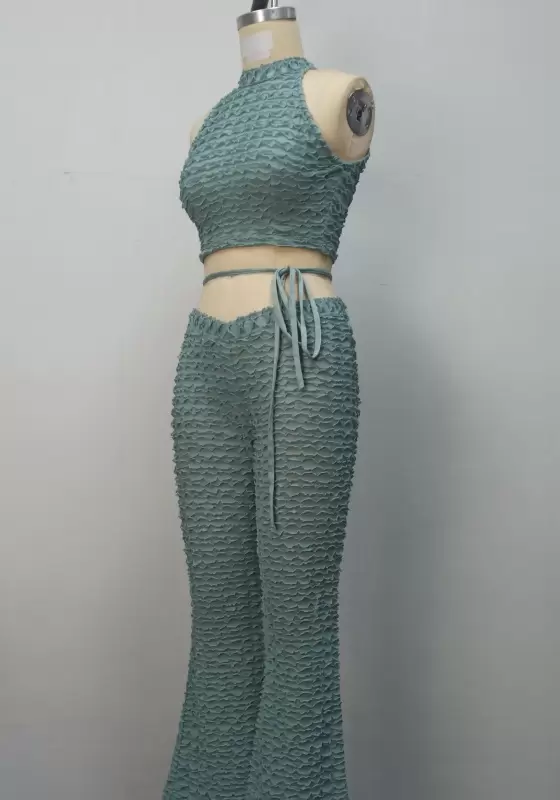Halter Ruffle Pants Set