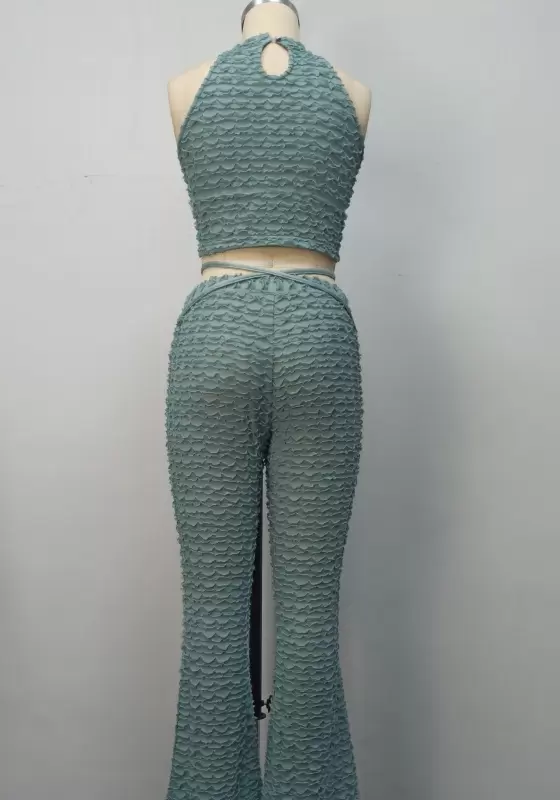 Halter Ruffle Pants Set