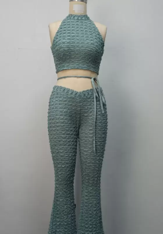 Halter Ruffle Pants Set