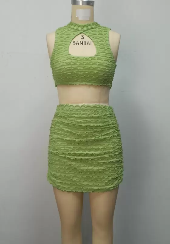 Cutout Sleeveless Mini Skirt Set