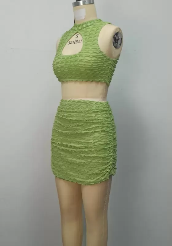 Cutout Sleeveless Mini Skirt Set