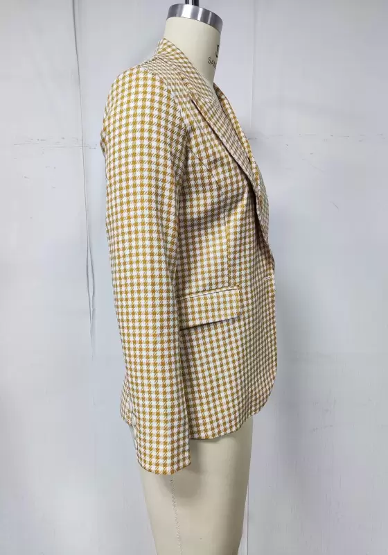 Houndstooth Single Breasted Blazer