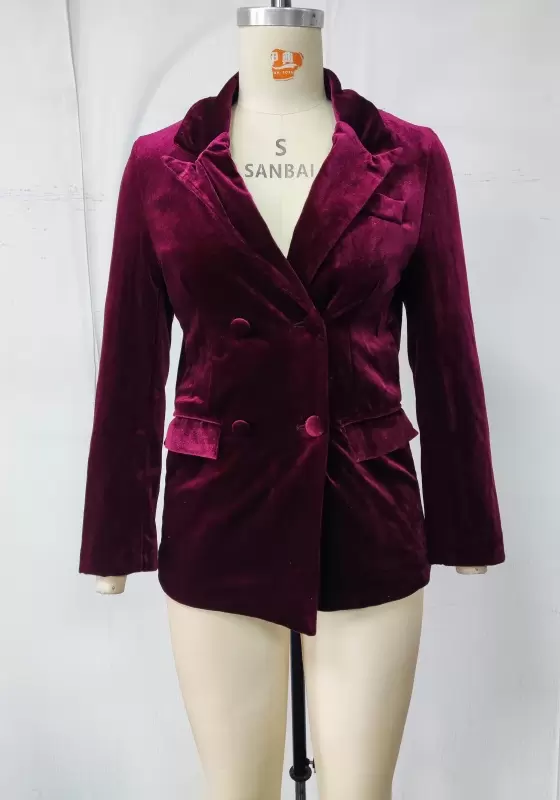 Velvet Double Breasted Blazer