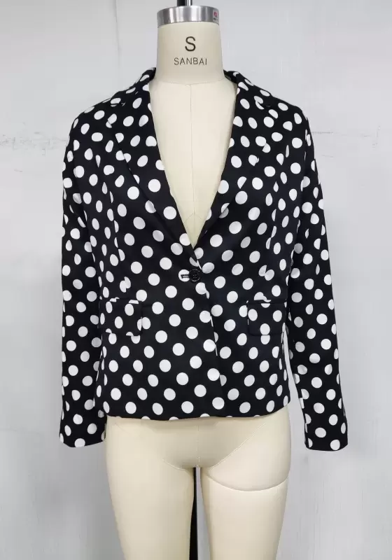 Polka Dot Single Breasted Blazer