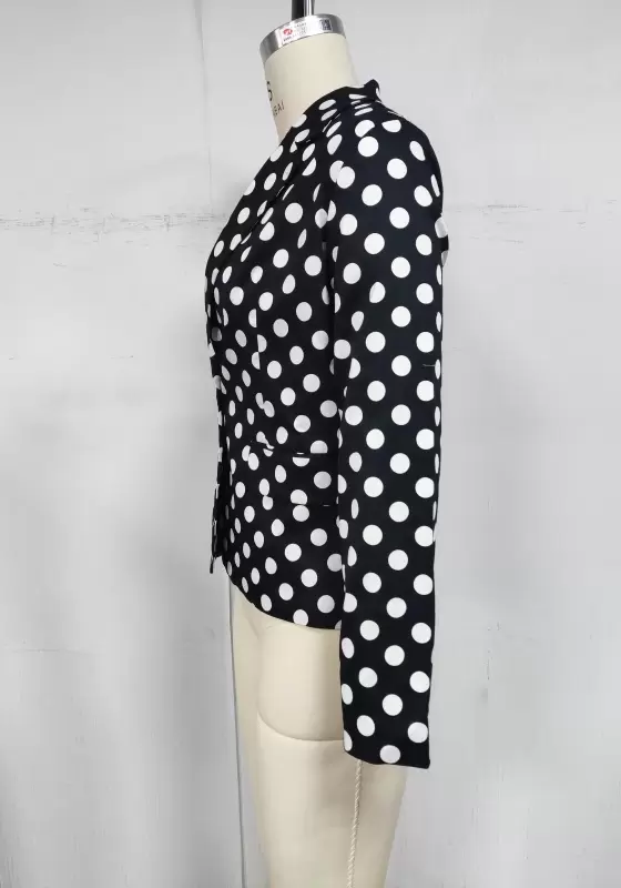 Polka Dot Single Breasted Blazer