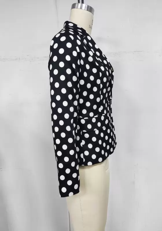 Polka Dot Single Breasted Blazer