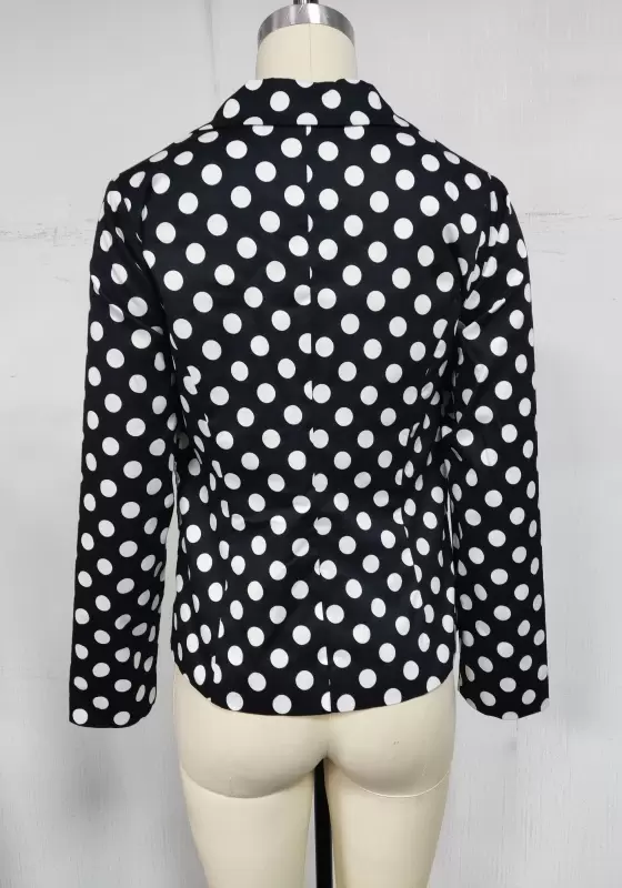 Polka Dot Single Breasted Blazer