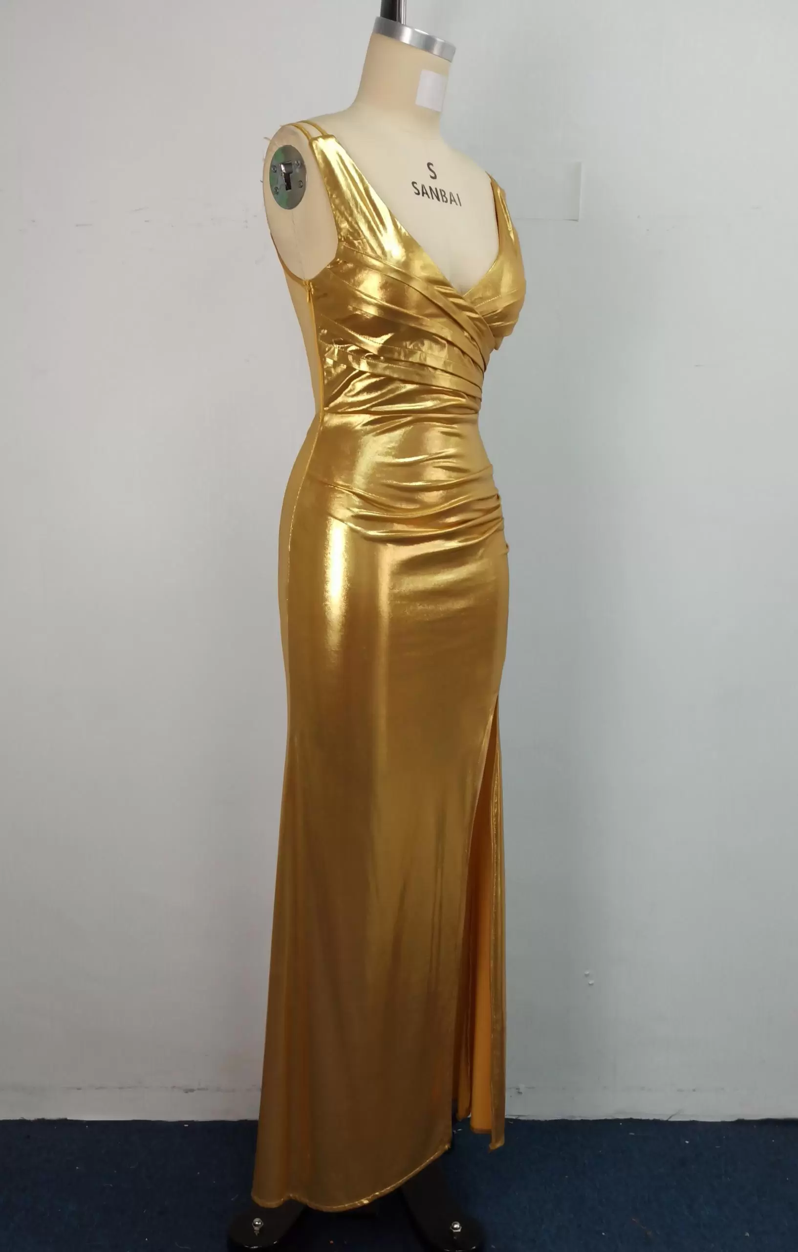 Deep V Metallic Evening Gown​