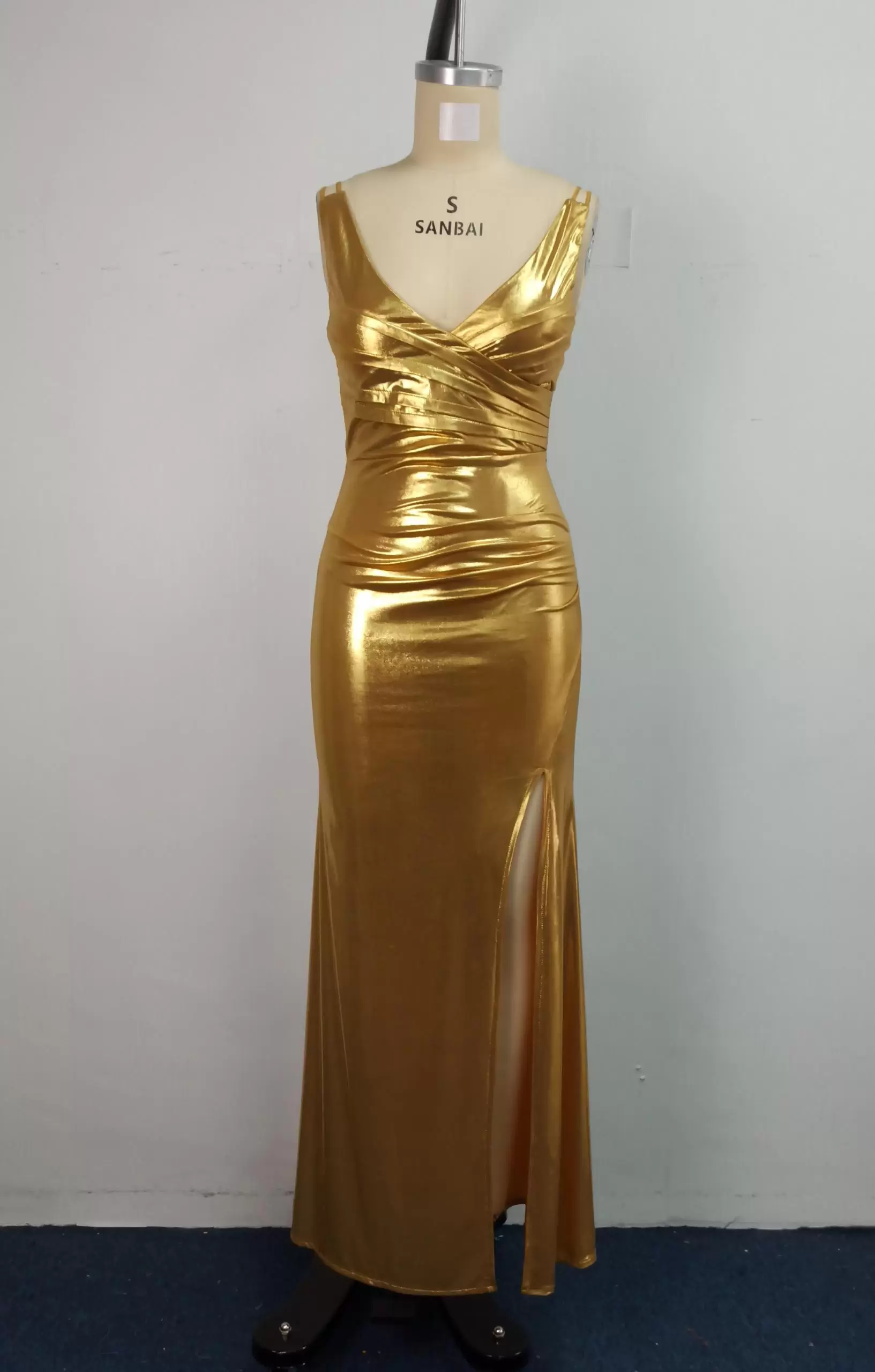 Deep V Metallic Evening Gown​