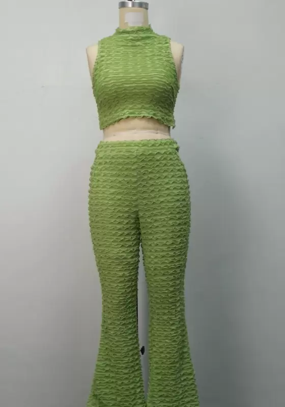 Green Textured Cutout Two Piece Set