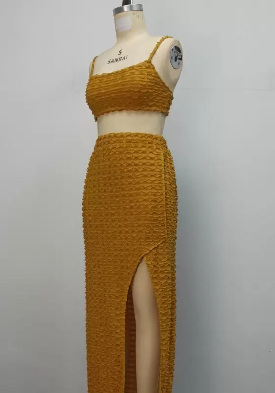 Textured Split Hem Skirts Set​