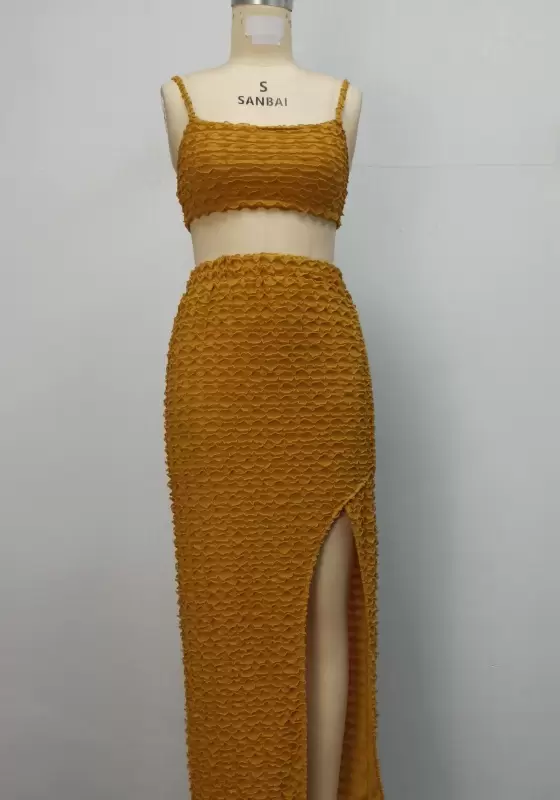 Textured Split Hem Skirts Set​