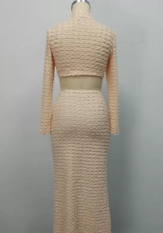 Beige Fishtail Ruched Skirts Set​