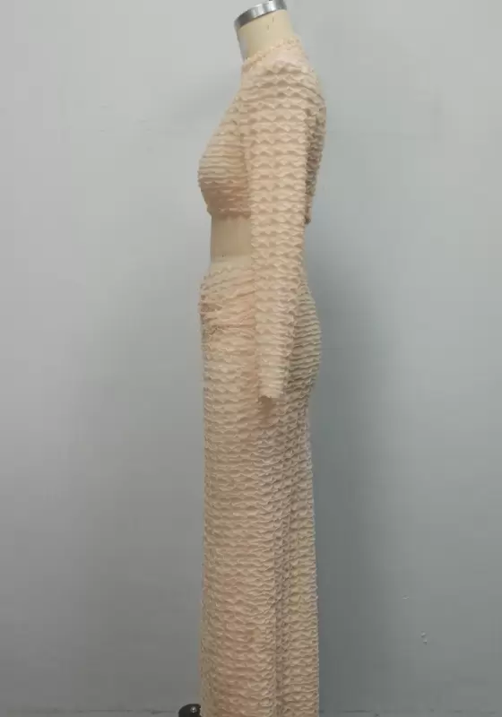 Beige Fishtail Ruched Skirts Set​