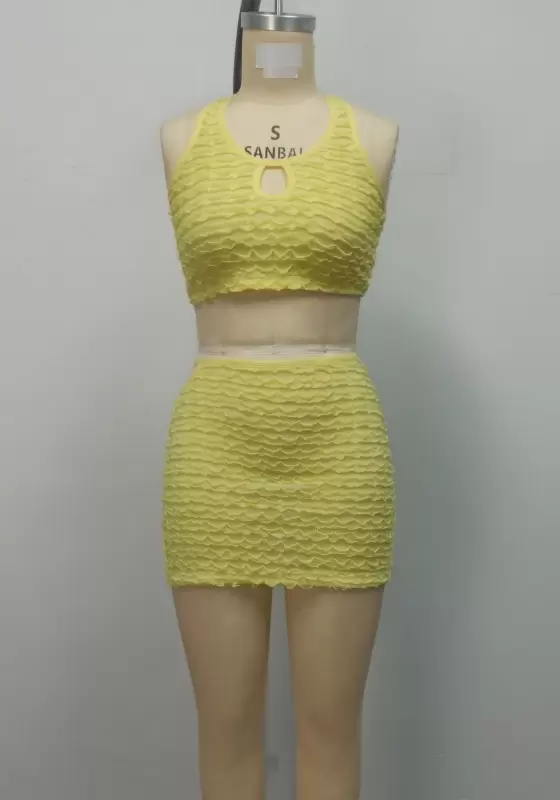 Textured Sleeveless Skirts Set​