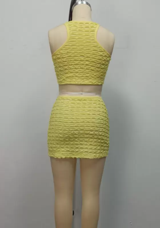 Textured Sleeveless Skirts Set​