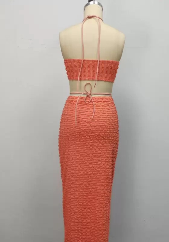 Textured Halter Skirts Set