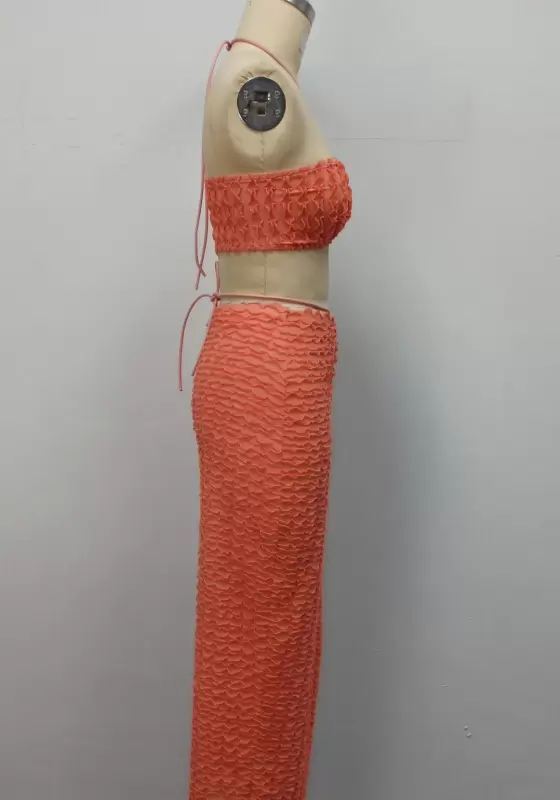 Textured Halter Skirts Set