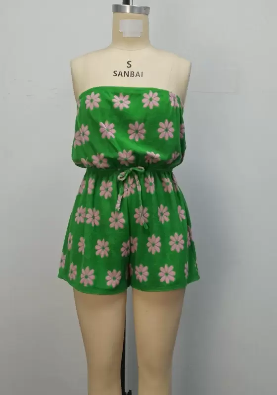 Strapless Flower Print Romper​