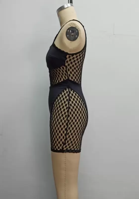 Mesh Cut Out Sleeveless Romper