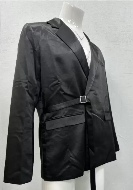 Black Satin Belt Blazer​