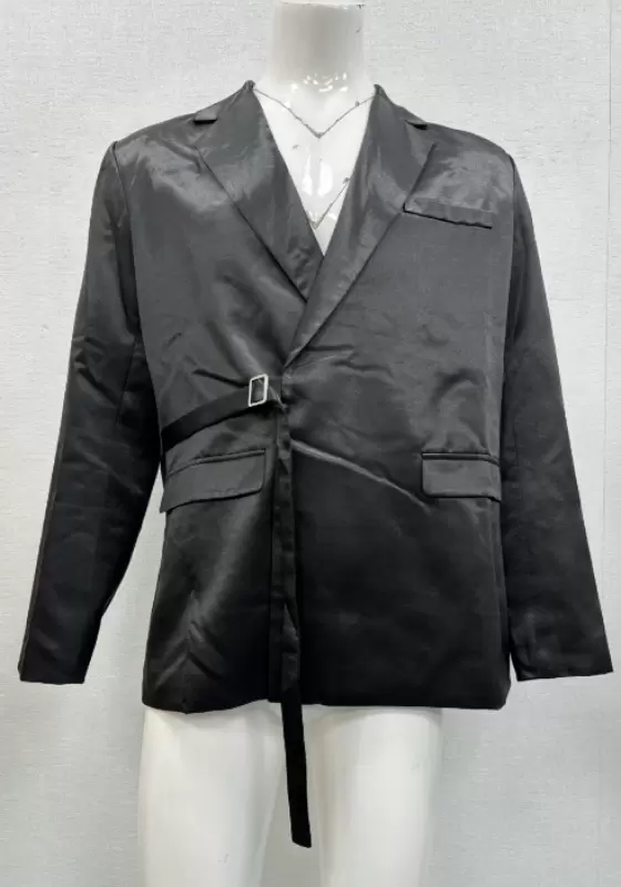 Black Satin Belt Blazer​