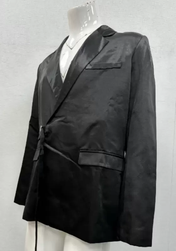 Black Satin Belt Blazer​