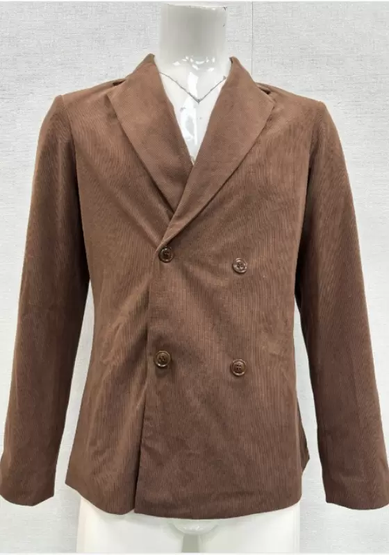 Brown Corduroy Double Breasted Blazer​