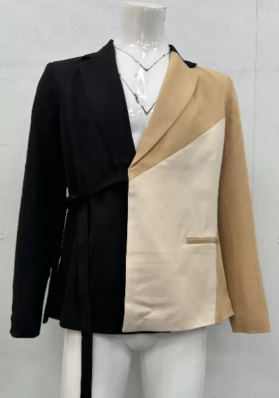 Patchwork Colorblock Belt Blazer​