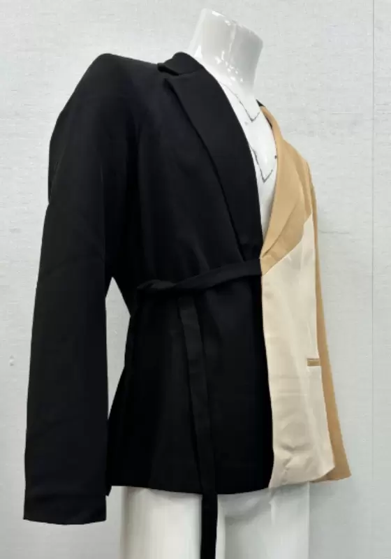 Patchwork Colorblock Belt Blazer​