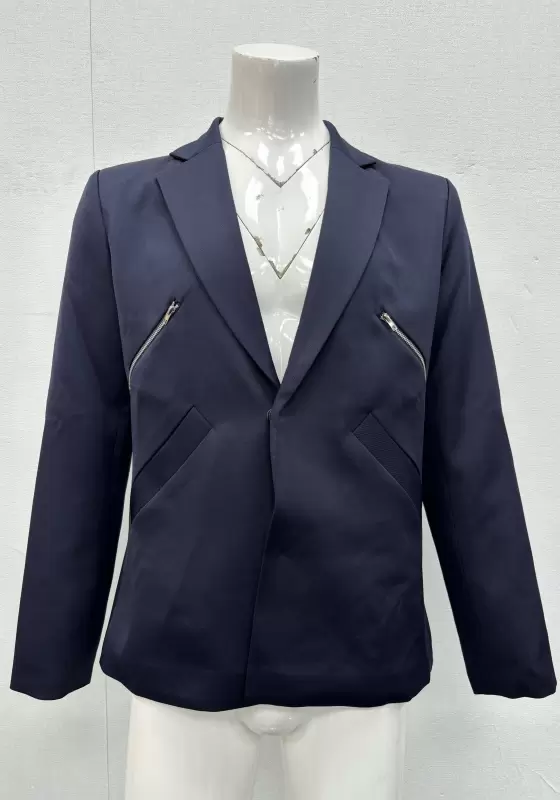 SANBAI Navy Zippered Blazer​