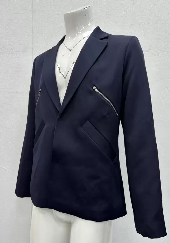SANBAI Navy Zippered Blazer​