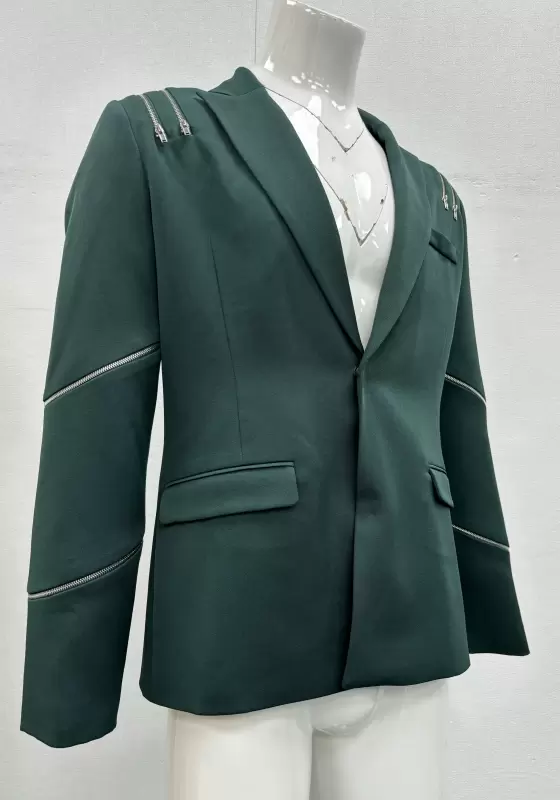 SANBAI Emerald Zippered Blazer​