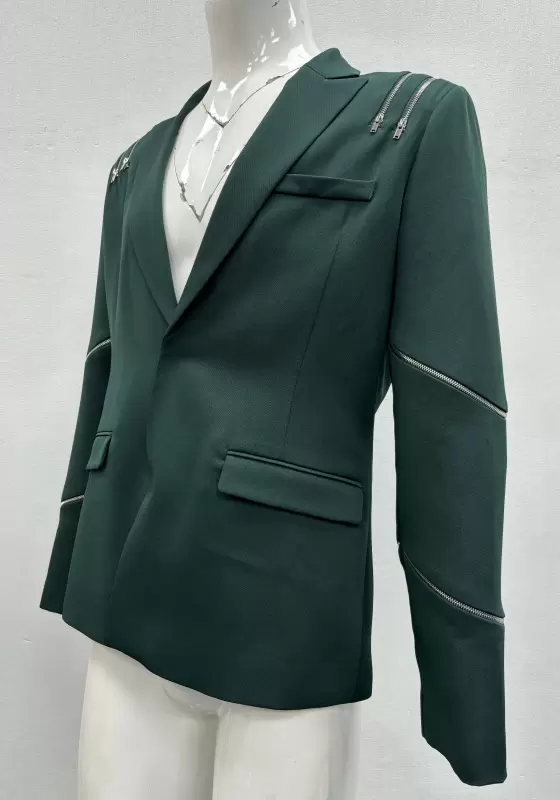 SANBAI Emerald Zippered Blazer​