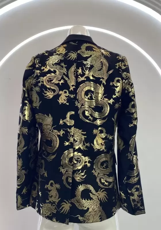 Dragon Print Double Breasted Blazer​