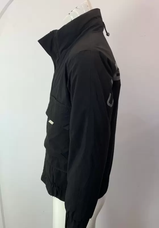 Black Stand Collar Zipper Jacket​
