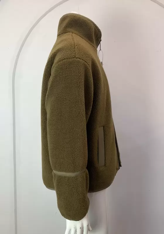 Fleece Zipper Front Stand Collar Jacket​