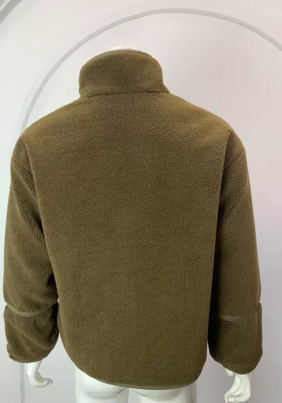 Fleece Zipper Front Stand Collar Jacket​
