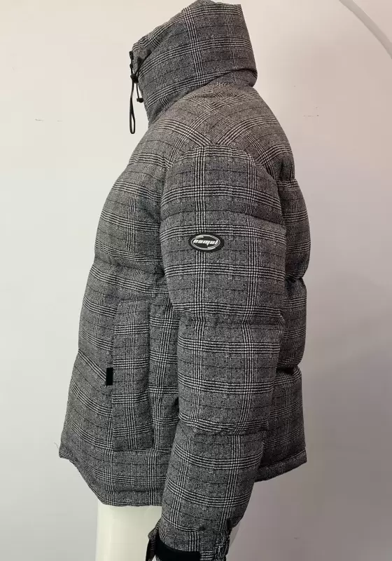Plaid Zip Front Down Jacket​